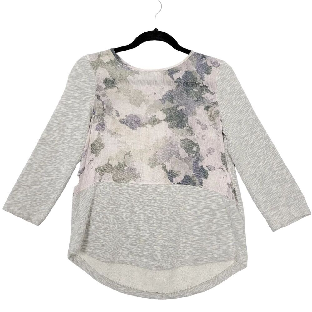 AKEMI + KIN Gray Abstract Watercolor Pull Over Sweatshirt Sweater Artsy SIZE XS
